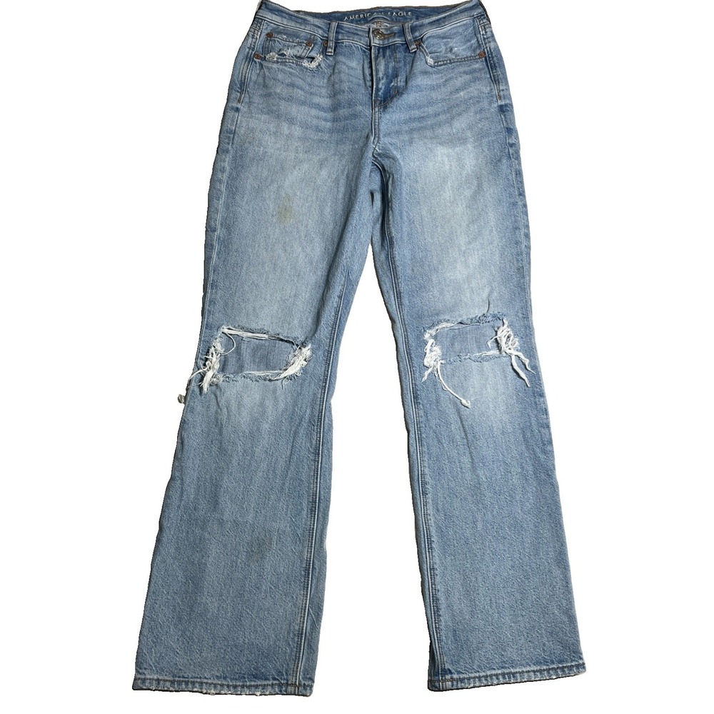 American Eagle Womens 90s Bootcut 28x31 Size 4 Stretch Denim Blue Distressed